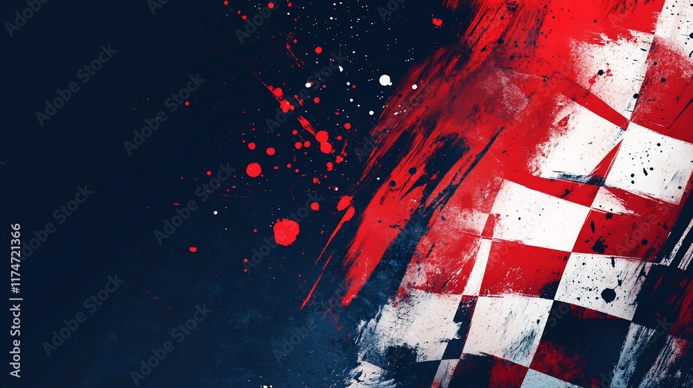 Aufkleber abstract checkered flag with paint splatter. (2)