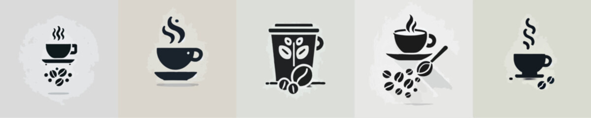 set of coffee silhouette vector icons