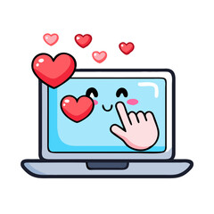 Charming Laptop Graphic with Hearts for Tech and Relationships