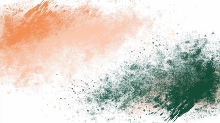 Fototapeta premium Abstract watercolor paint splatter design with orange and green hues.