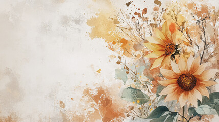 Elegant wedding invitation card background vector. Minimal hand painted watercolor botanical flowers texture template background. Design for wedding, vip cover, poster, rsvp moderncard.Valentine's Day