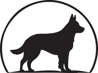 A black and white dog silhouette design - logotype dog icon silhouette design 