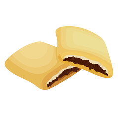 Strudel Biscuits Filled Chocolate Cream Illustration Isolated on White Background