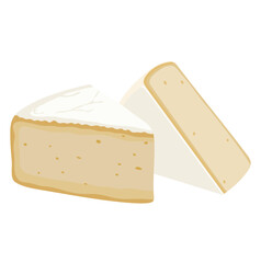 Camembert Cheese Sliced Pieces Illustration Isolated on White Background