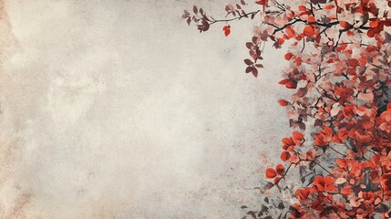 Fototapeta premium Vintage autumnal leaves border on textured background.