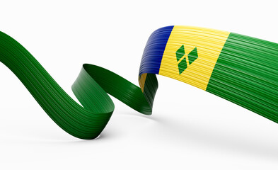 3d Flag Of Saint Vincent and the Grenadines 3d Shiny Waving Flag On White Background 3d Illustration
