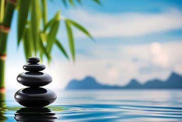 Obraz premium A natural background of wellness, health, spa, meditation, yoga banner with a copy space