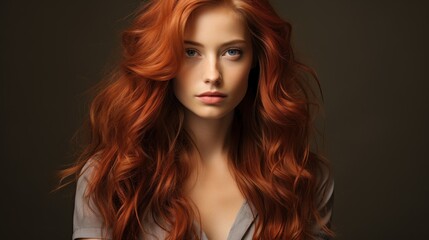 Fototapeta premium Stunning Portrait of a Woman with Vibrant Red Hair