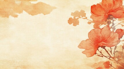 Obraz premium Delicate watercolor blossoms on antique paper background.