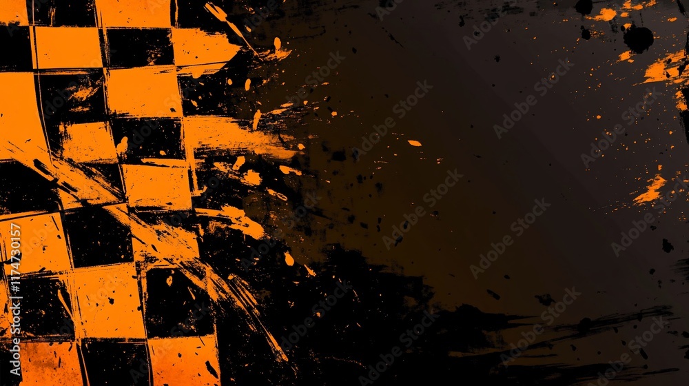 Poster abstract checkered flag with grunge texture. (16)