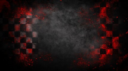 Checkered flag background with smoky, grunge texture.