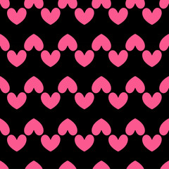 seamless pattern featuring rows of pink hearts on a black background, creating a romantic and stylish design perfect for Valentine's Day or love-themed decorations