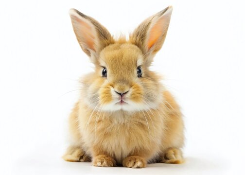 Adorable Fluffy Bunny Rabbit Isolated on White Background - Studio Shot