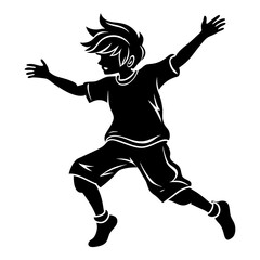Jumping Child Silhouette Illustration Perfect for Creative Designs
