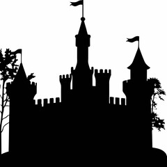 Silhouette of Castle Icon for Digital Designs Perfect for Logos and Illustrations
