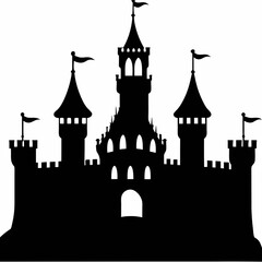Silhouette of Castle Icon for Digital Designs Perfect for Logos and Illustrations
