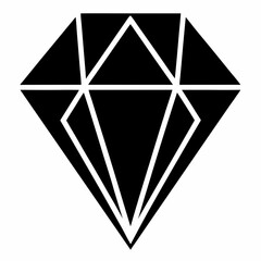 Elegant Diamond Icon Silhouette Design Perfect for Minimalist Projects
