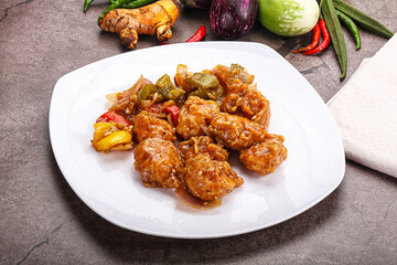 Chinese cuisine - prawn with chili sauce