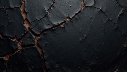 Obraz premium Rough, cracked black surface with distressed texture, black, element, ink