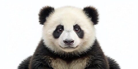 Fototapeta premium Adorable Panda Bear Portrait: Isolated White Background Stock Photo