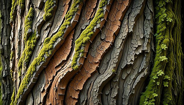 green moss on tree bark
