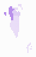 Bahrain dotted map. Digital style map of the country on white background. Bahrain shape with square dots. Colored dots style. Large size squares. Creative vector illustration.