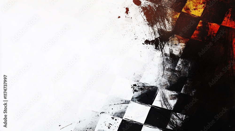 Poster abstract checkered flag with grunge texture. (21)