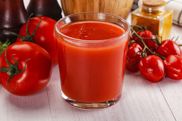 Fresh Tomato juice in the glass