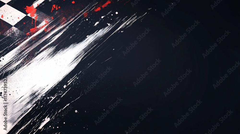 Poster Checkered flag with paint splatters. (2)