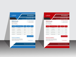 Business invoice form template. Modern and creative invoice layout. Invoicing quotes, money bills or price invoices and payment agreement design templates.