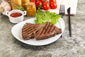 Delicus grilled beef steak with sauce
