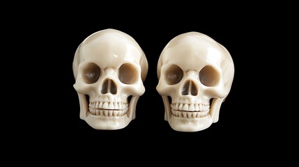 Pair of Realistic Skulls on Black Background