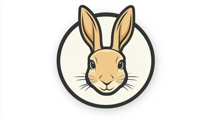 Fototapeta premium A stylized illustration of a rabbit's face within a circular design.