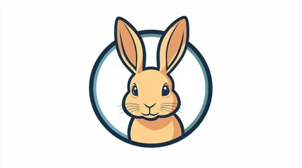 Obraz premium A stylized illustration of a rabbit's face within a circular design.