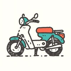Stylized and Vibrant Scooter Icon in Graffiti Inspired Minimalist Design