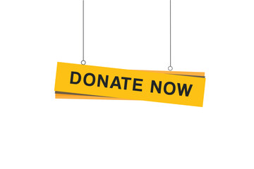 Donate now banner hanging style vector. flat element design.