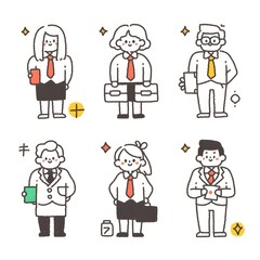 Vibrant Cartoon Representations of Business Professionals in Colorful Minimalist Styles