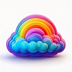 Obraz premium 3D little rainbow cloud icon logo with isolated white background