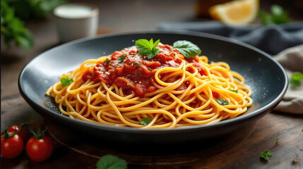 Delicious tasty aromatic of Traditional italian spaghetti