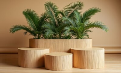 Stylish indoor planter display with palms