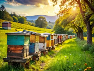 Ancient Beehives: Rural Countryside Honey Harvest