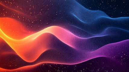 Fototapeta premium Vibrant Cosmic Undulations Glowing Interstellar Landscape of Swirling Nebulae and Luminous Galaxies Captivating digital art showcasing a dreamlike futuristic space environment with dynamic