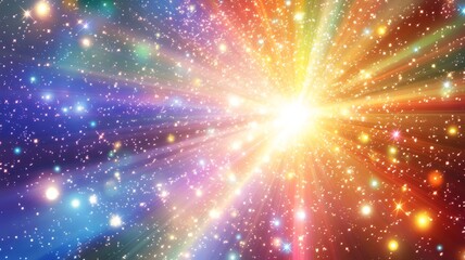 Fototapeta premium Mesmerizing cosmic explosion of vibrant galactic lights and celestial energies in the vast boundless universe Shimmering stars glowing nebulae