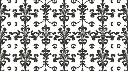 Obraz premium Damask Elegance: A Seamless Black and White Pattern 