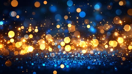 Obraz premium Glittering backdrop with vibrant sparkling lights abstract bokeh patterns and a festive magical atmosphere Ideal for holiday party or event themed designs with a glamorous elegant and energetic feel
