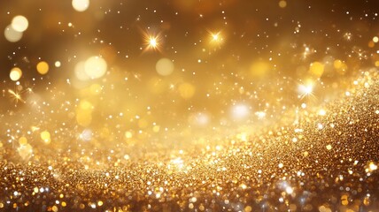 Fototapeta premium Sparkling golden glitter texture with shiny dazzling and luminous effects Abstract background with a festive elegant and luxurious ambiance perfect for premium design