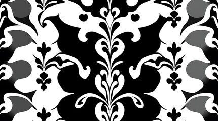 Obraz premium Damask Elegance: Monochrome Floral Pattern 