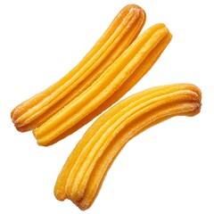 Churros tasty treats snack. Crispy delicious sugary dessert white background