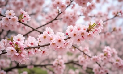 Delicate cherry blossoms in full bloom