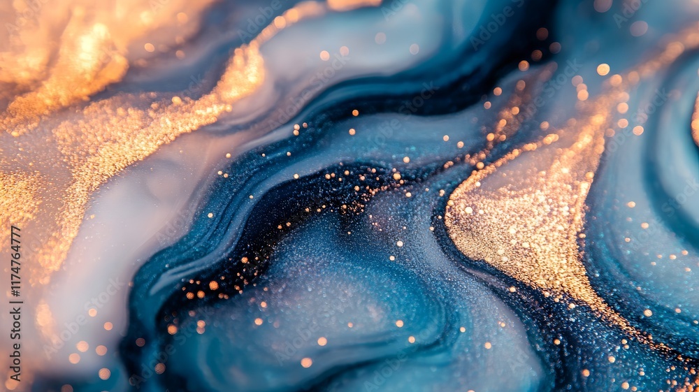 Poster mesmerizing cosmic waves of luminous metallic gradient and sparkling nebula pattern creating a dream